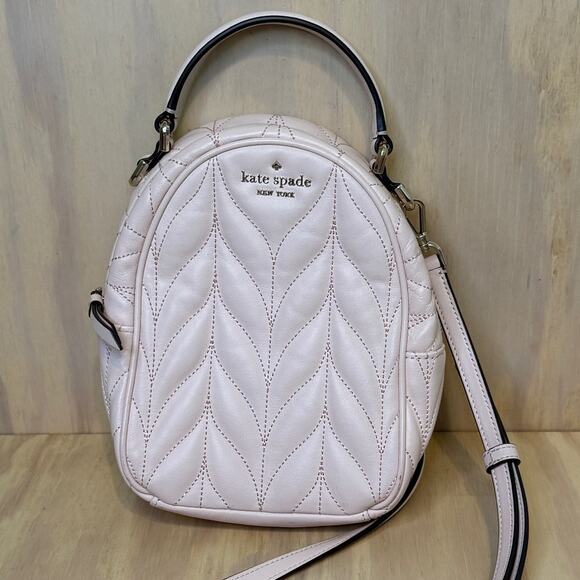 Kate Spade Briar Lane Quilted Mini Convertible Light Pink Backpack - Picture 1 of 10